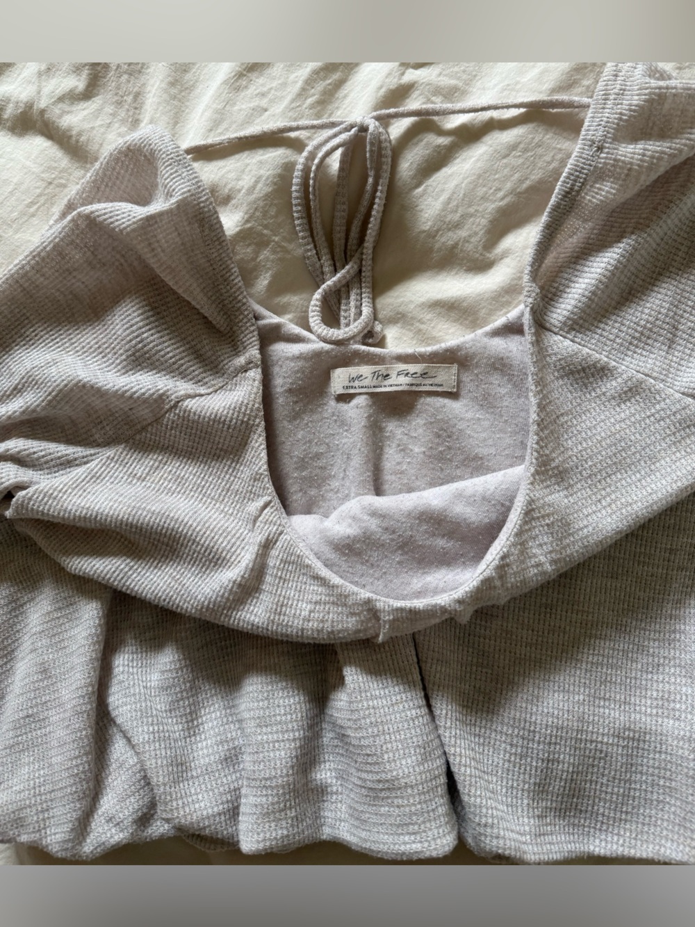 We The Free Light Gray Ribbed Long-Sleeve Crop Top - Picture 3 of 3